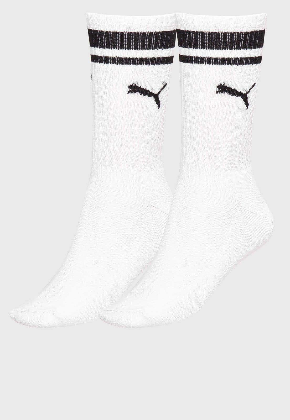 Meia Puma Cano Médio Listras Branca