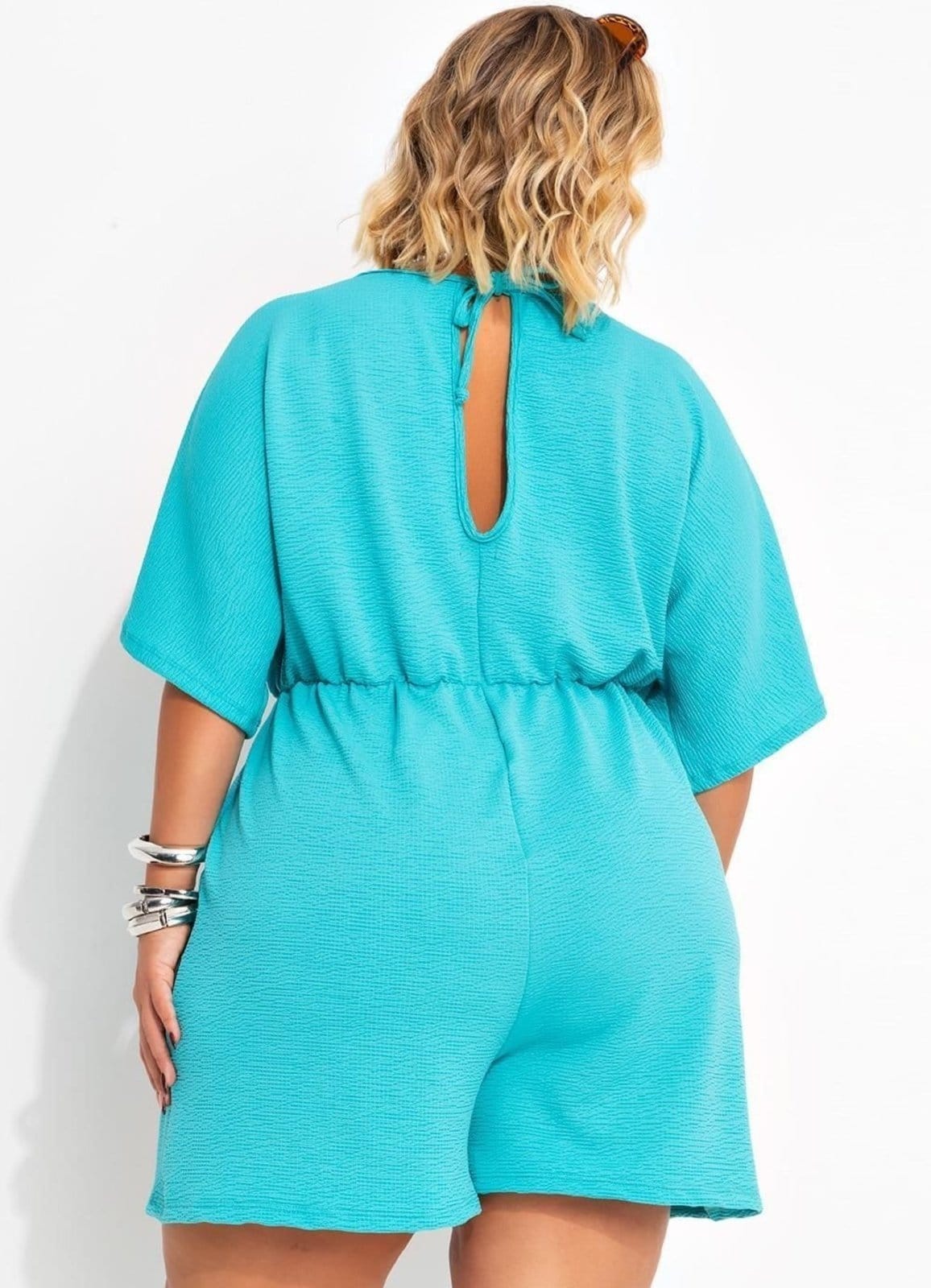 Vista 2 Macaquinho Em Malha Anarruga Turquesa Marguerite verde