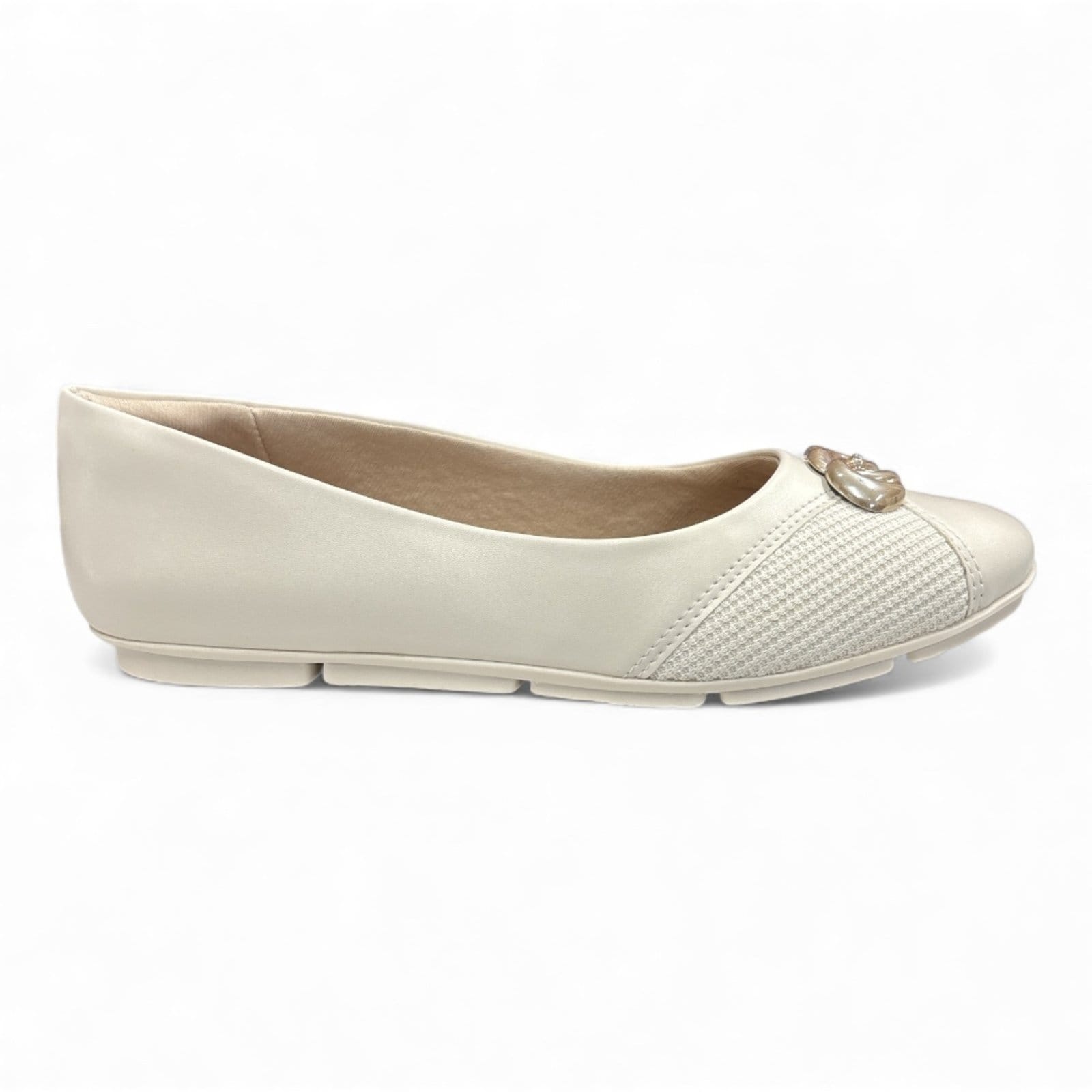 Vista 2 Sapatilha Feminina Creme Anatômica Comfortflex 2563402-4 Comfortflex off-white