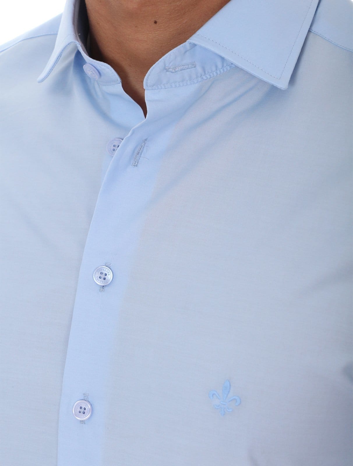 Vista 2 Camisa Dudalina Masculina Slim Tricoline Lisa Médio Dudalina azul