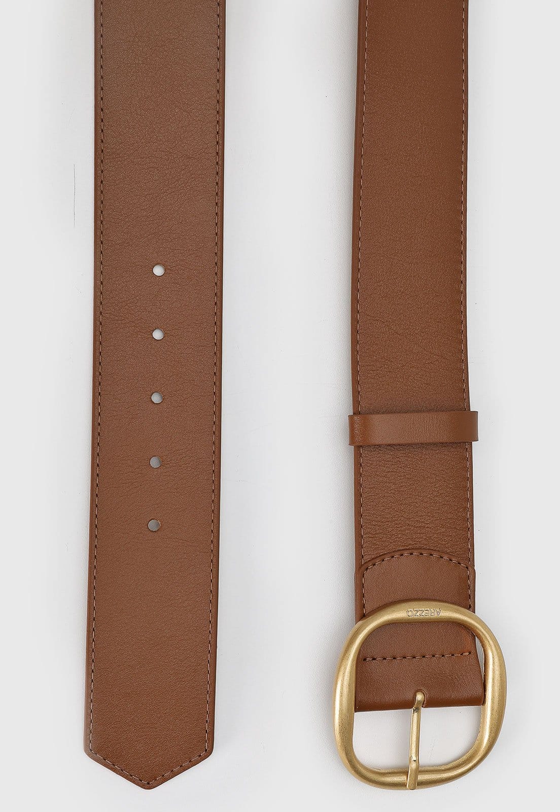 Vista 2 Cinto Feminino Arezzo Soul Fivela Dourada Natural Arezzo marrom natural