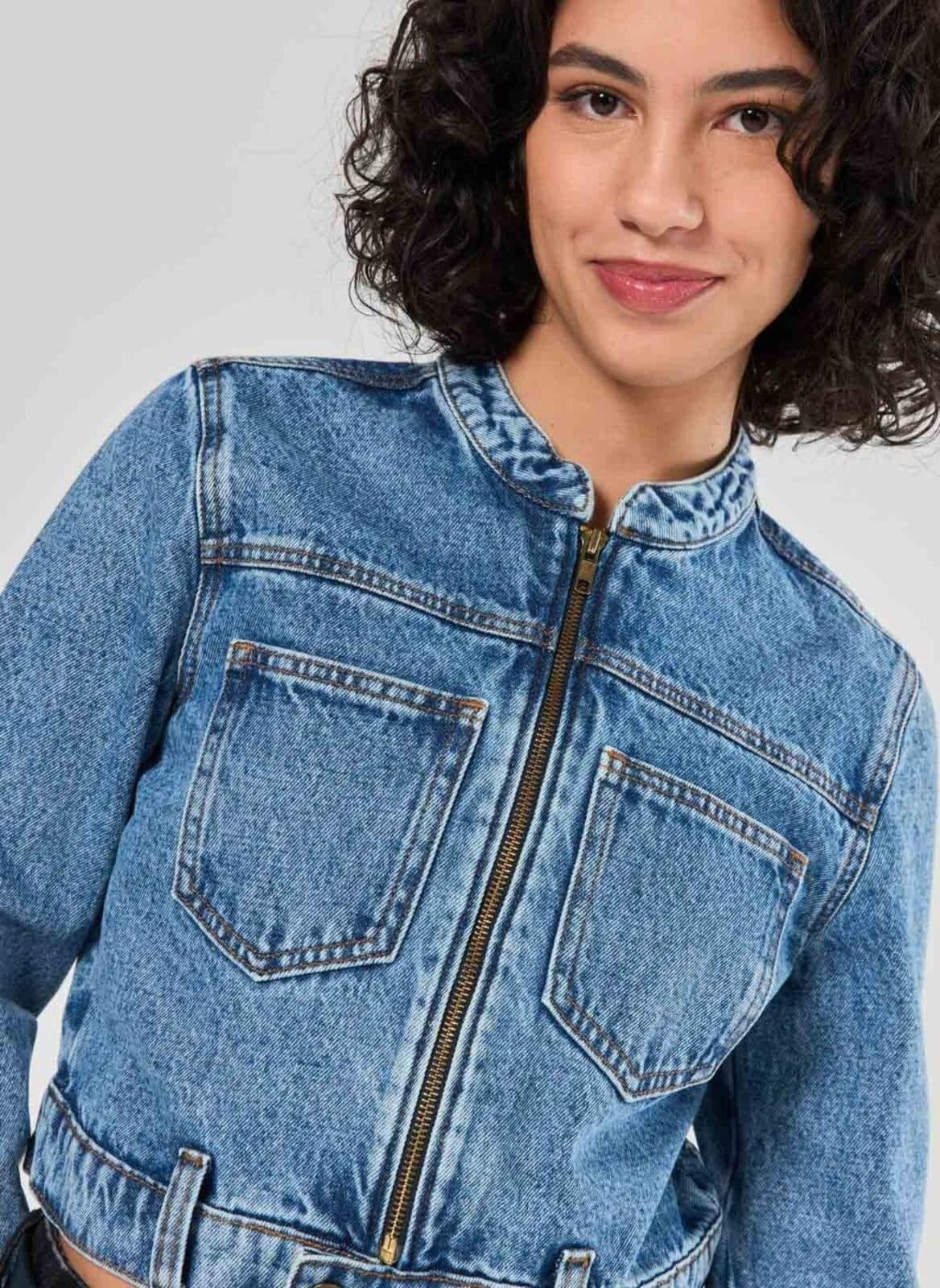 Vista 2 Jaqueta Jeans Biker Youcom azul