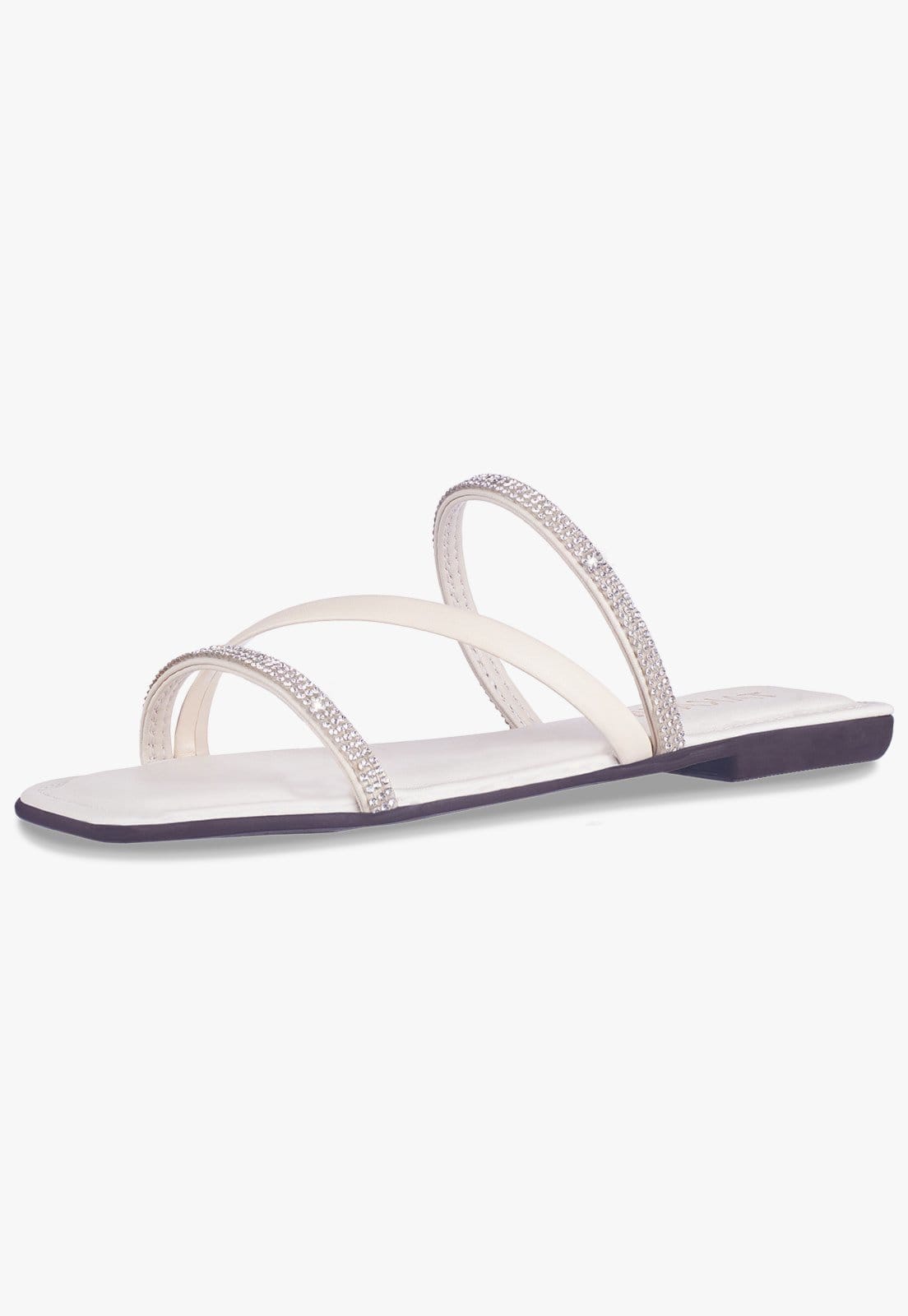 Vista principal Sandália Rasteira Feminina Flat Tira Cristal com Brilho Moda Verão Confortável Off White TAKATA BY RAFAEL TAKATA off-white white