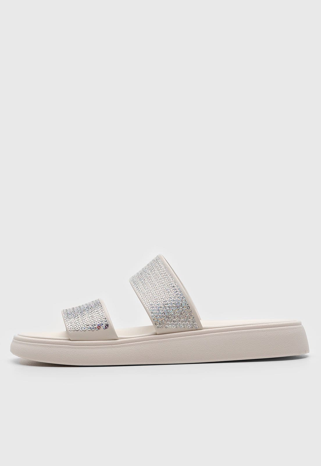 Vista principal Sandália Flat Moleca Lantejoula Off-White MOLECA off-white white