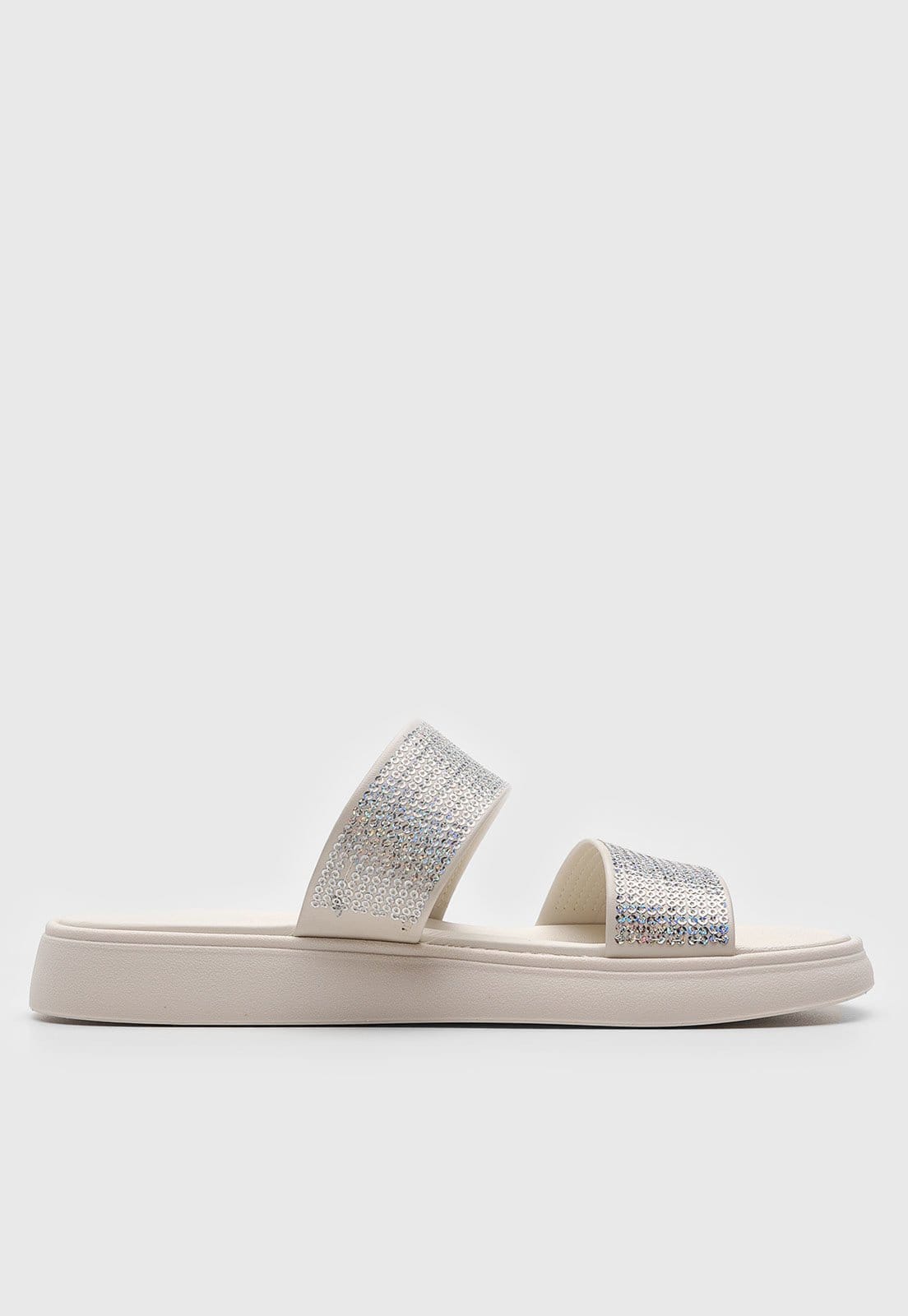 Vista 2 Sandália Flat Moleca Lantejoula Off-White MOLECA off-white white