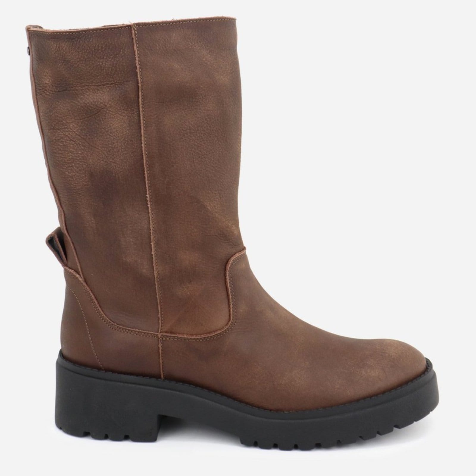 Vista 2 Bota Coturno Cano Médio Conforto Couro Macio Legitimo Maria Paula Vechio Café MARIA PAULA marrom