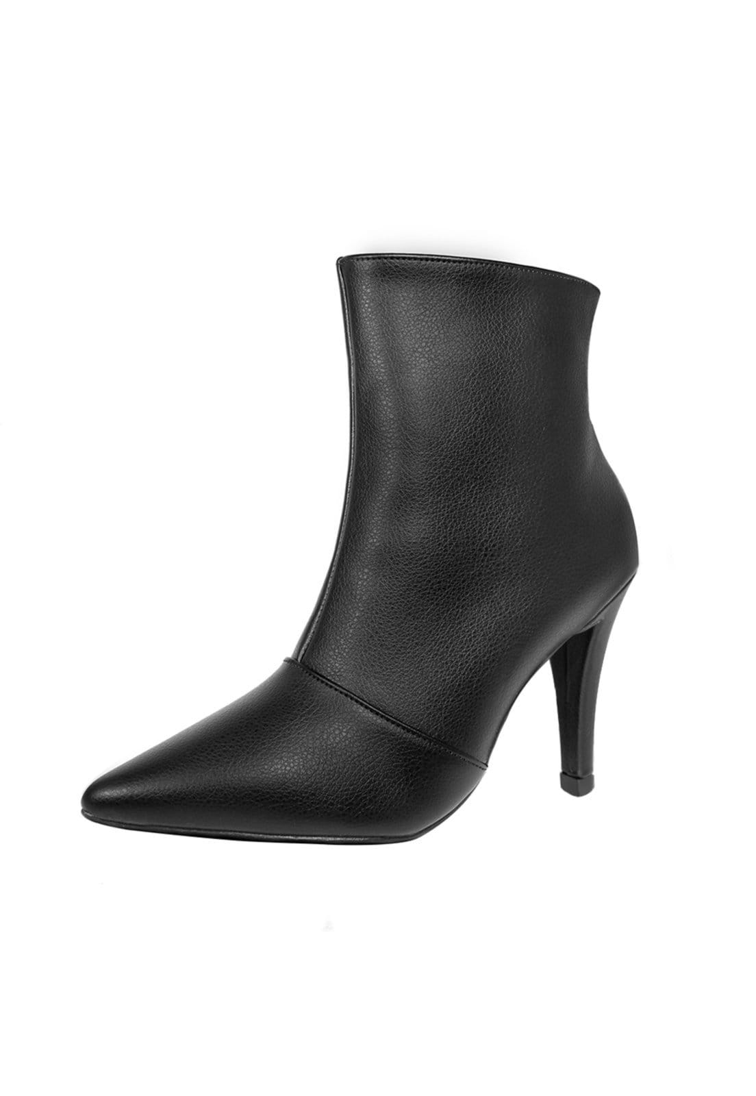 Vista principal Bota Salto Alto Fino Cano Curto Bico Fino Luiza Sobreira Preta Mod. 2229 Luiza Sobreira preto