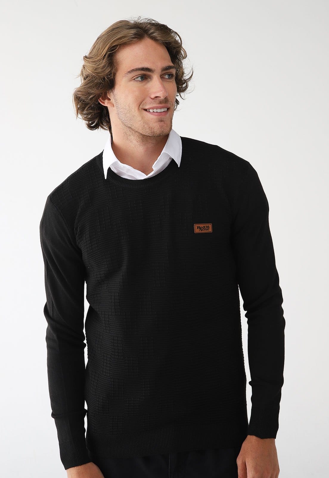 Vista principal Suéter Tricot Red Nose Reto Texturizado Preto Red Nose preto red