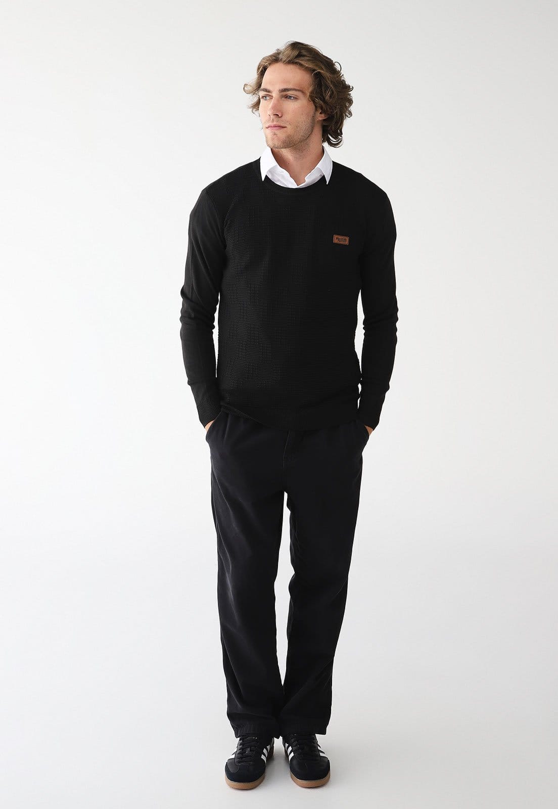 Vista 2 Suéter Tricot Red Nose Reto Texturizado Preto Red Nose preto red