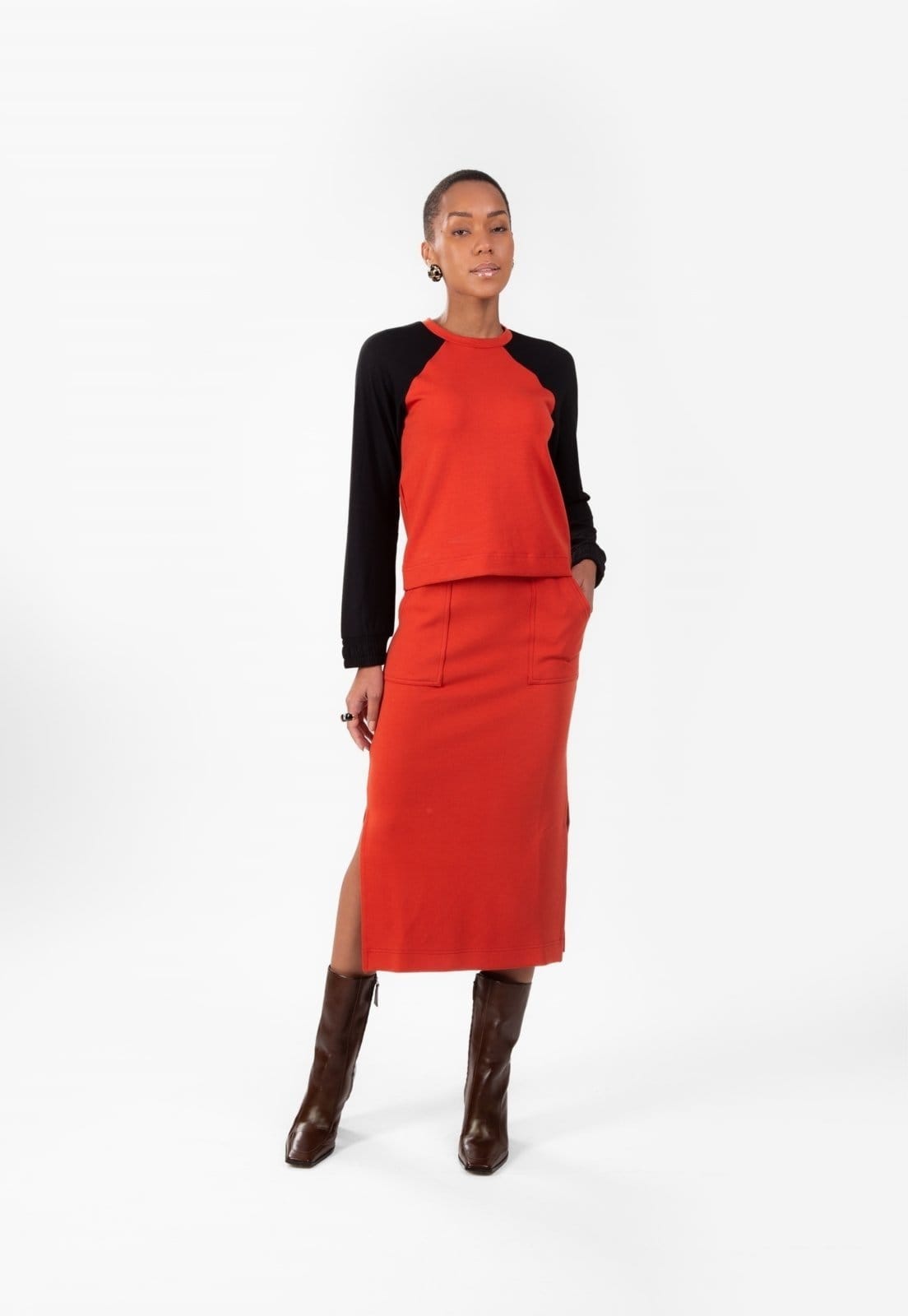 Saia Traymon Midi Com Abertura Lateral Terracota