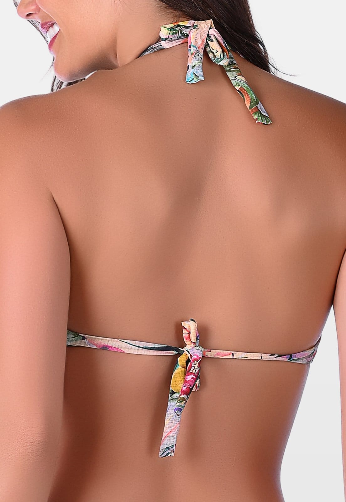 Vista 2 Top Summer Soul Franzido Com Bojo Meia Taça e Aro Com Amarração Tropical Summer Soul nude