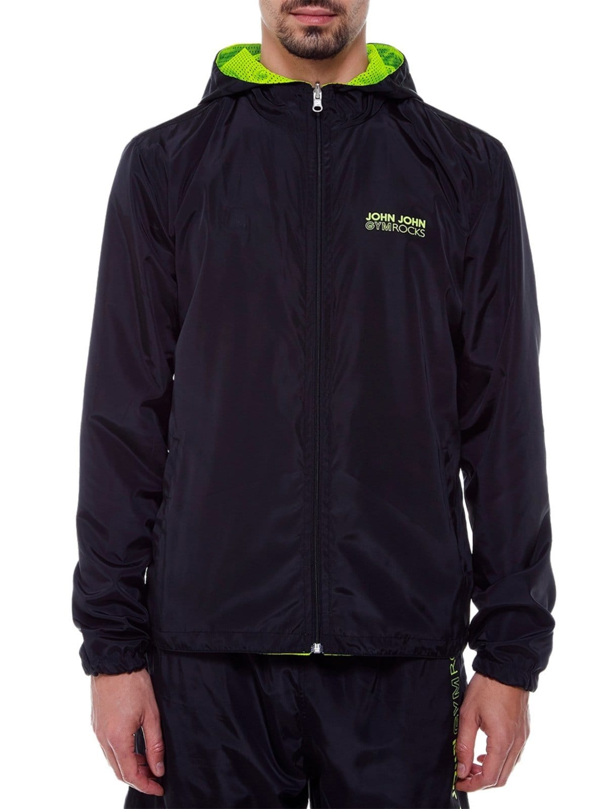 Vista 2 Jaqueta John John Masculina Gym Rocks Capuz Dupla Face Preta John John preto/verde