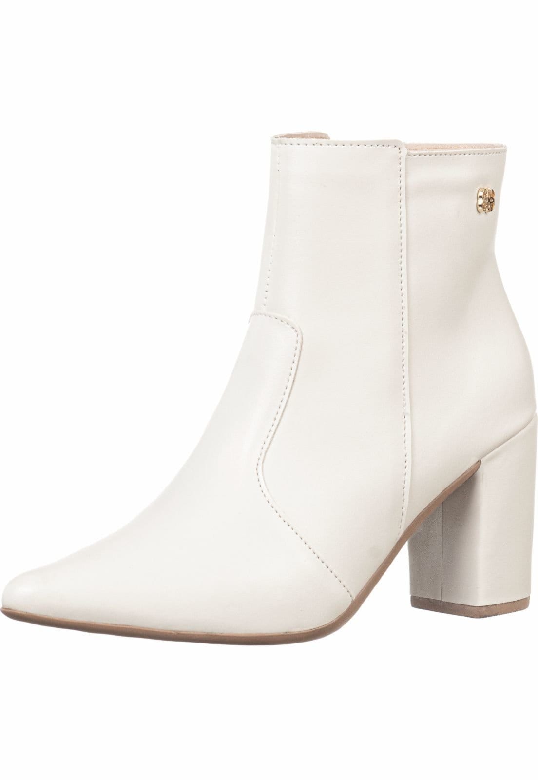 Vista principal Bota Bico Fino Gigil Salto Alto Zíper Napa Off White Gigil branco/off-white white