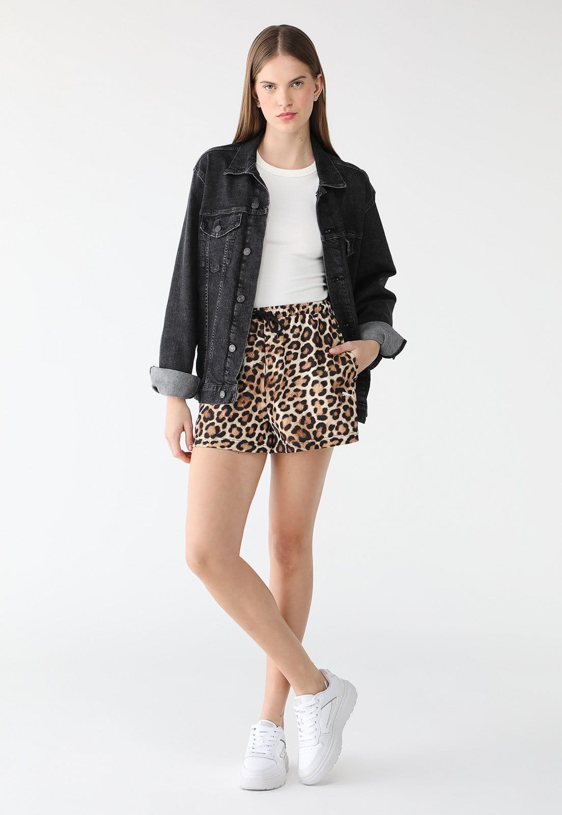 Vista 2 Short Puma Reto Animal Print Puma caramelo