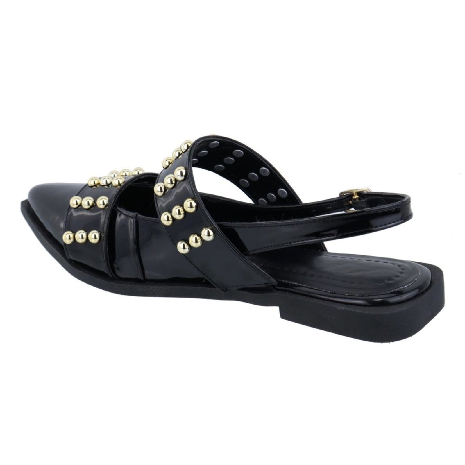 Vista 2 Sapatilha Slingback Rasteira Feminina Em Napa Verniz 184202 Flor da Pele preto