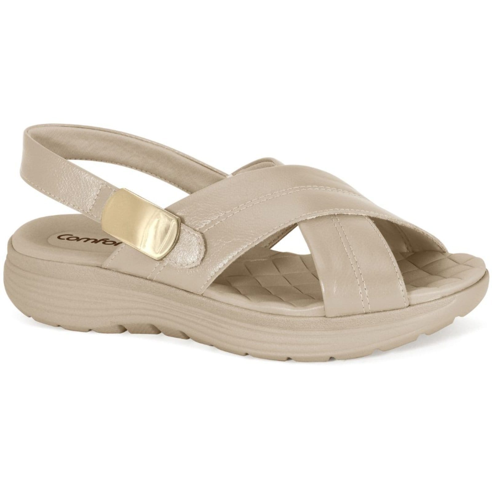 Sandália Feminina Couro Sola EVA Comfortflex 2543405-3