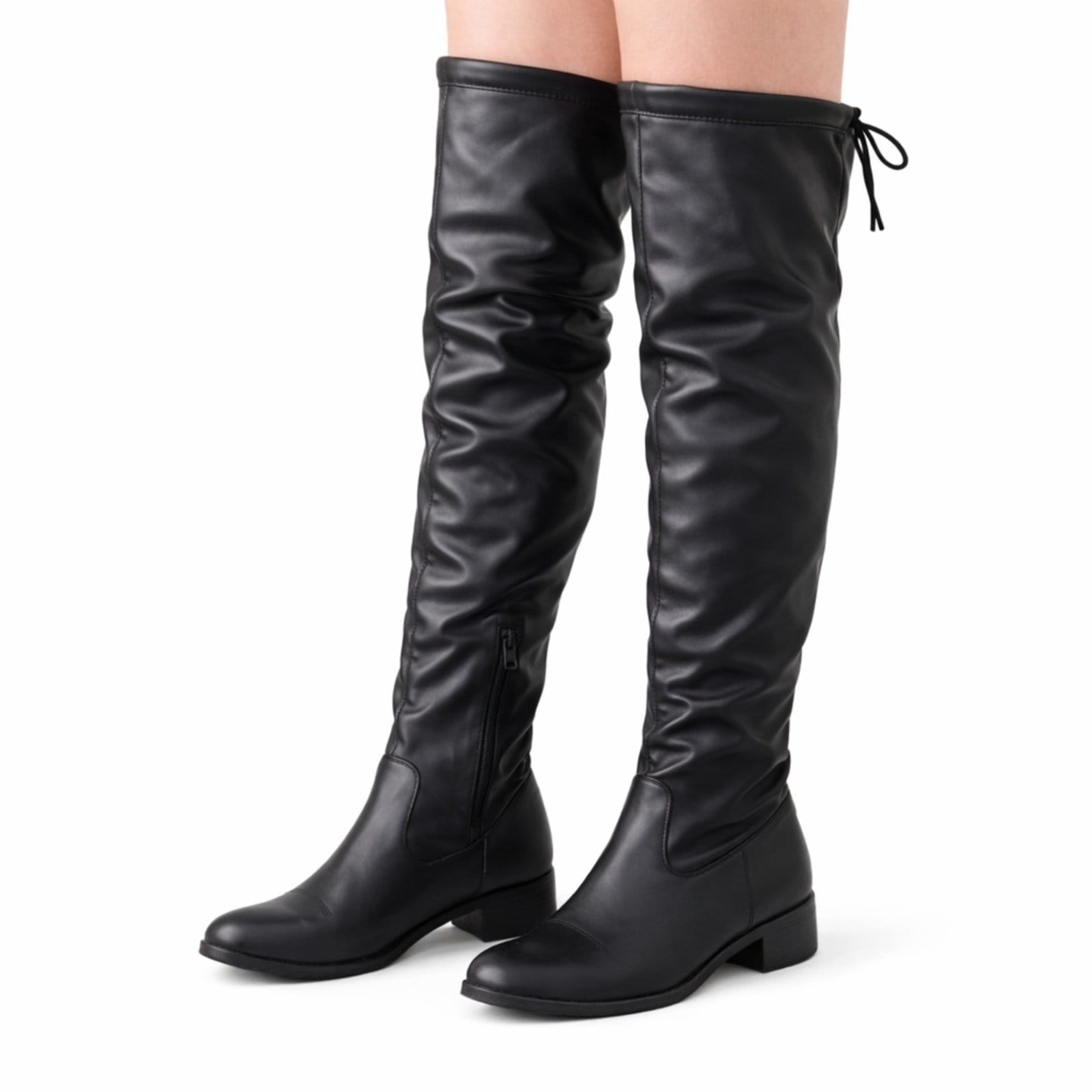 Vista principal Bota Over Knee Feminina Strech Cano Alto BIco Fino Confortável Preta Bia Ramos preto