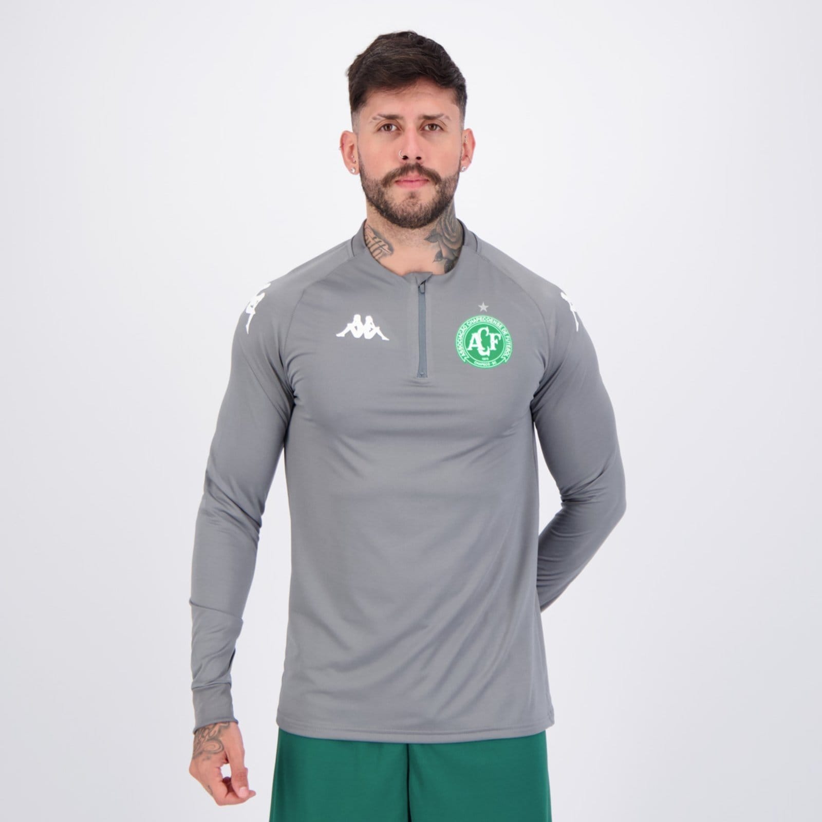 Vista principal Blusão Kappa Chapecoense 2025 Goleiro Treino Kappa cinza