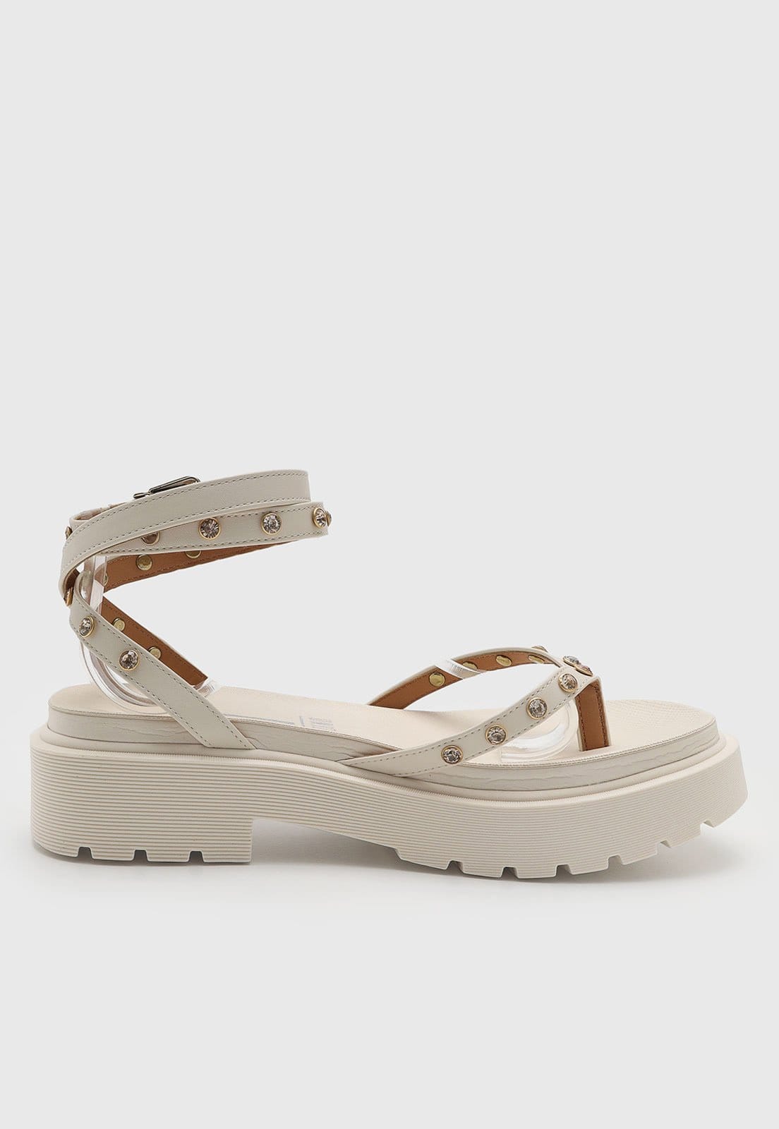 Vista 2 Sandália Feminina Vizzano Salto Bloco Pedraria Off-White VIZZANO off-white white
