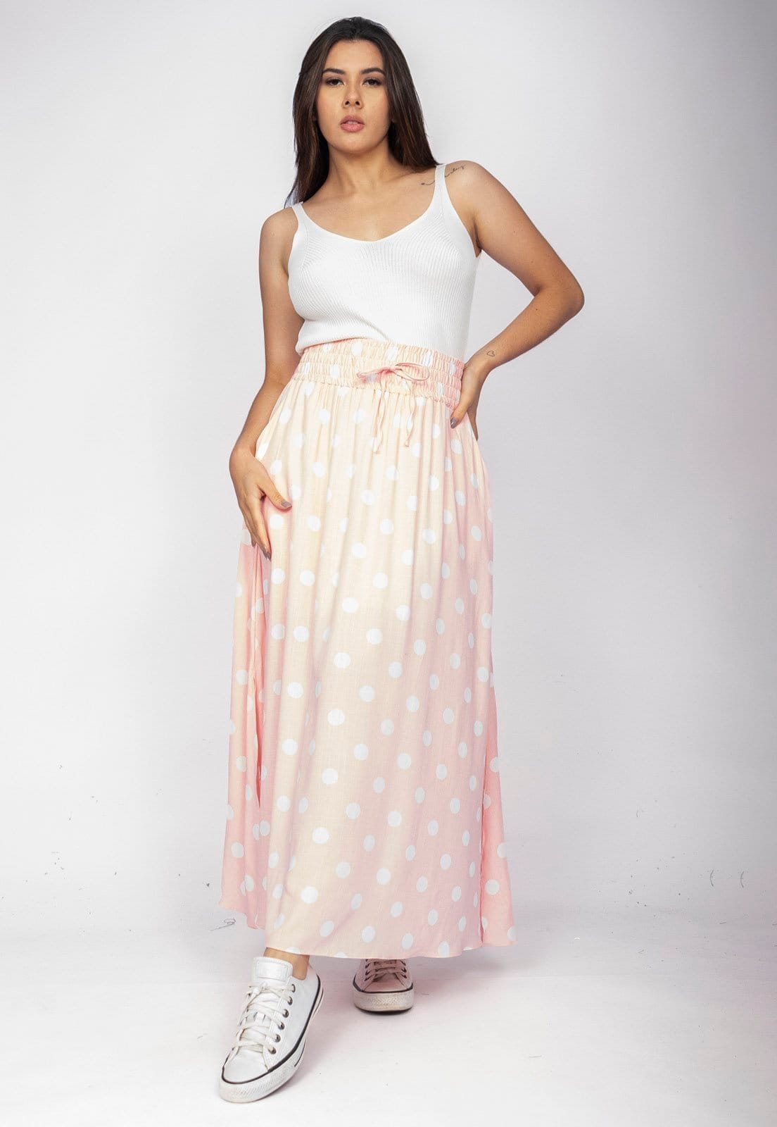 Saia Longa Amazonia Vital Viscose Rosa Poá - 2