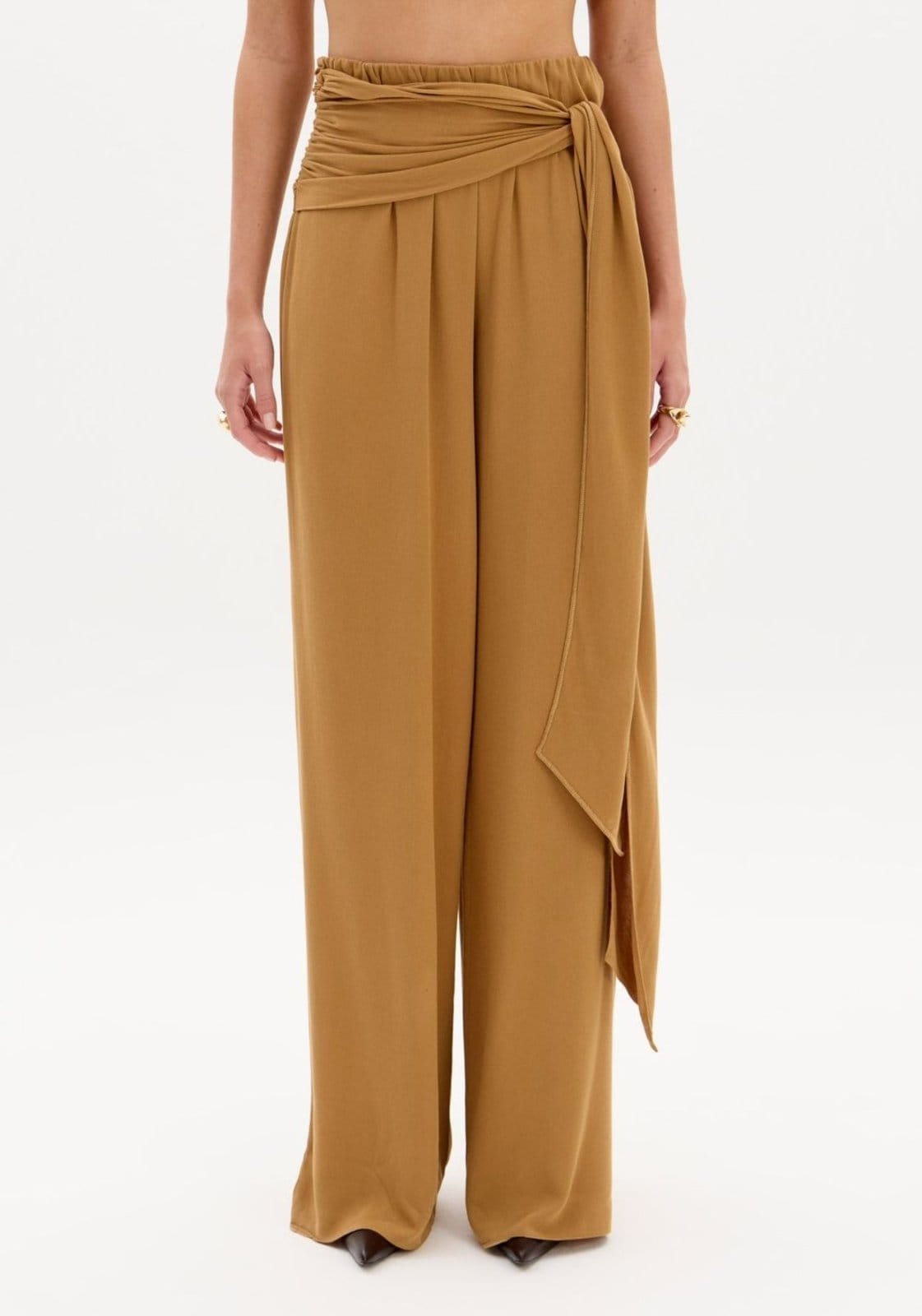 Vista 2 Calça Reta Solta Com Amarração My Favorite Things bege