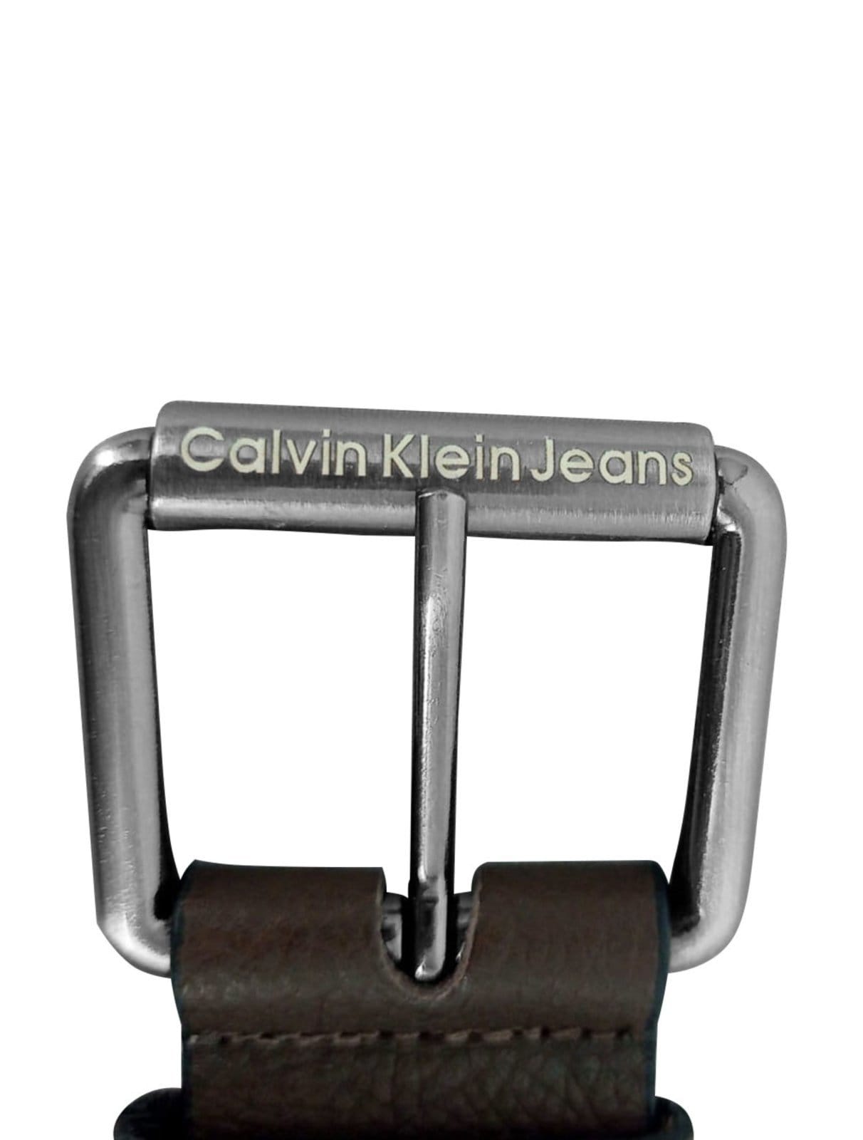 Vista 2 Cinto Calvin Klein Jeans Masculino Couro Roller Logo Café Calvin Klein marrom