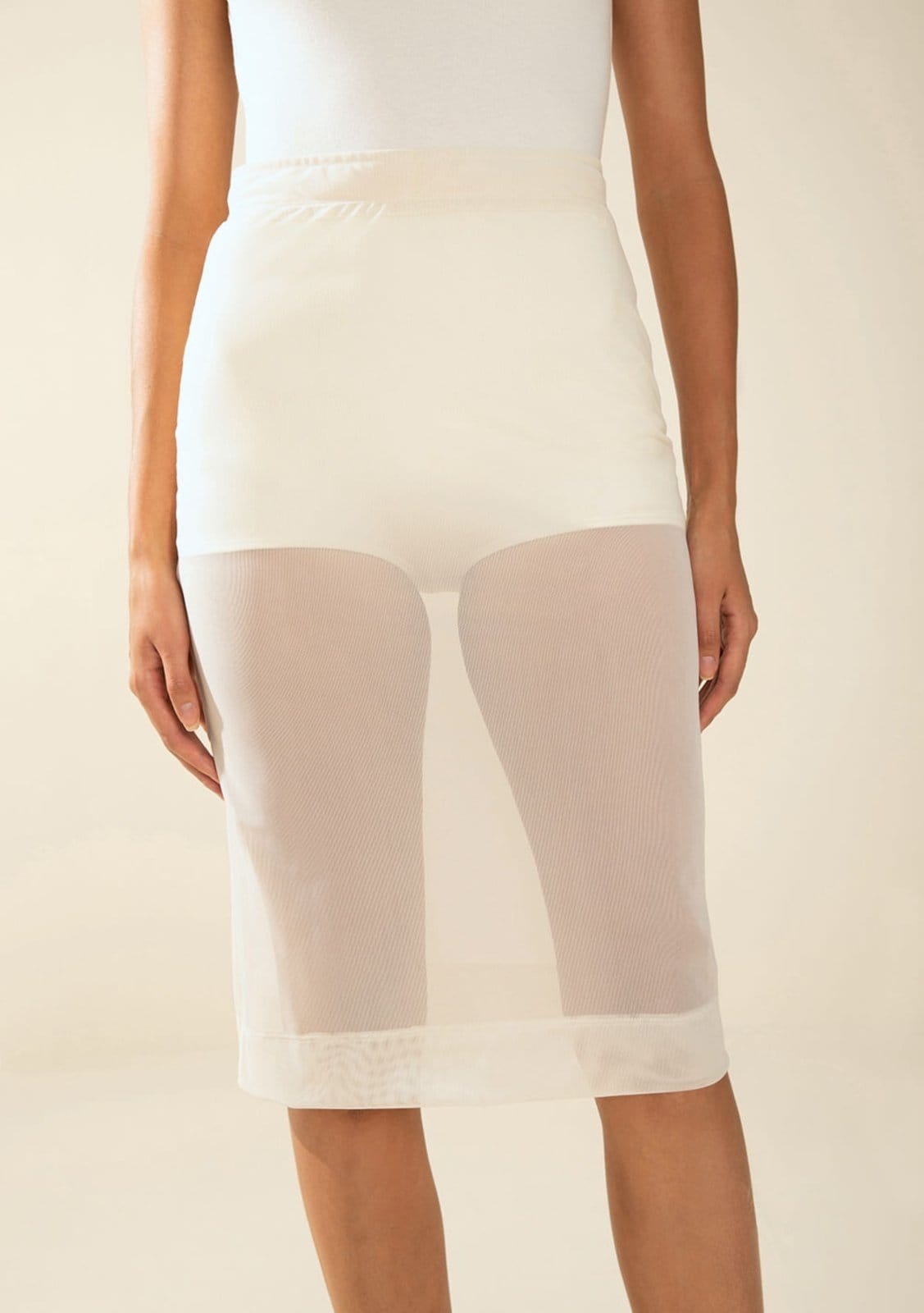 Vista 2 Saia Morena Rosa Lápis Alta Midi Off Off-white Morena Rosa off-white rosa