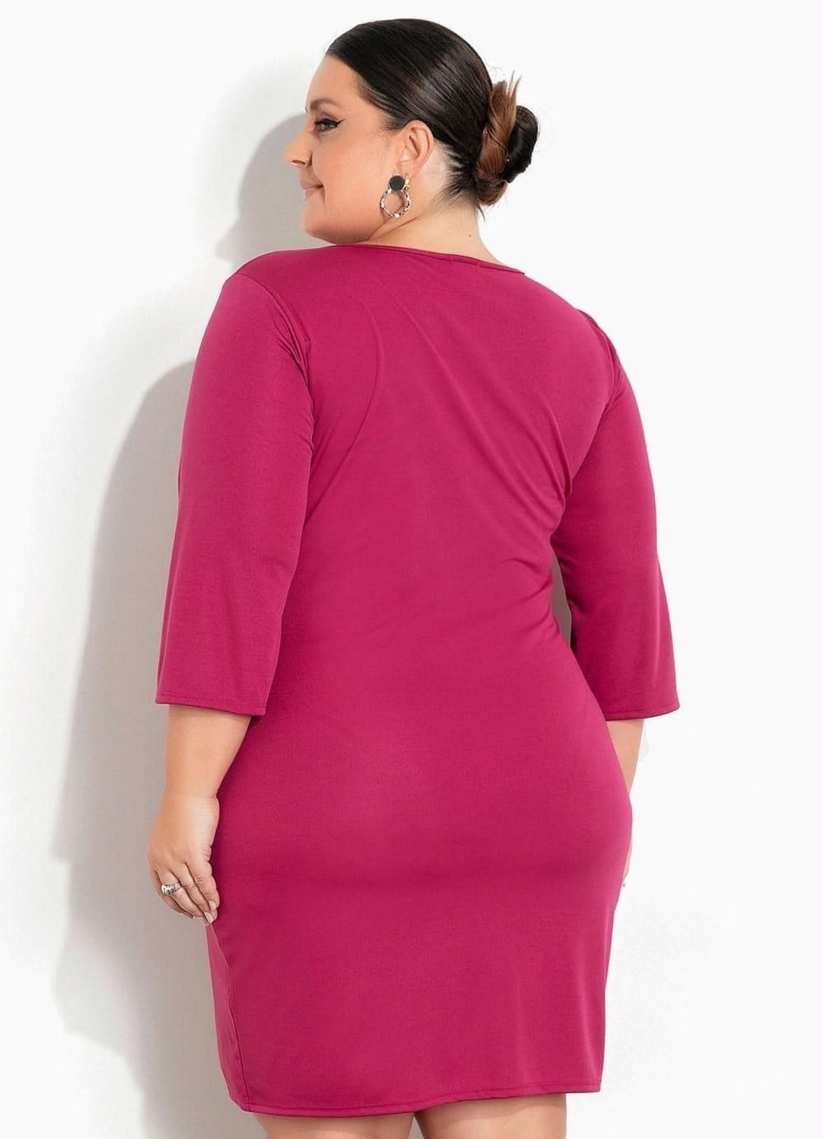 Vista 2 Vestido Com Decote Quadrado Plus Size Fúcsia Marguerite roxo