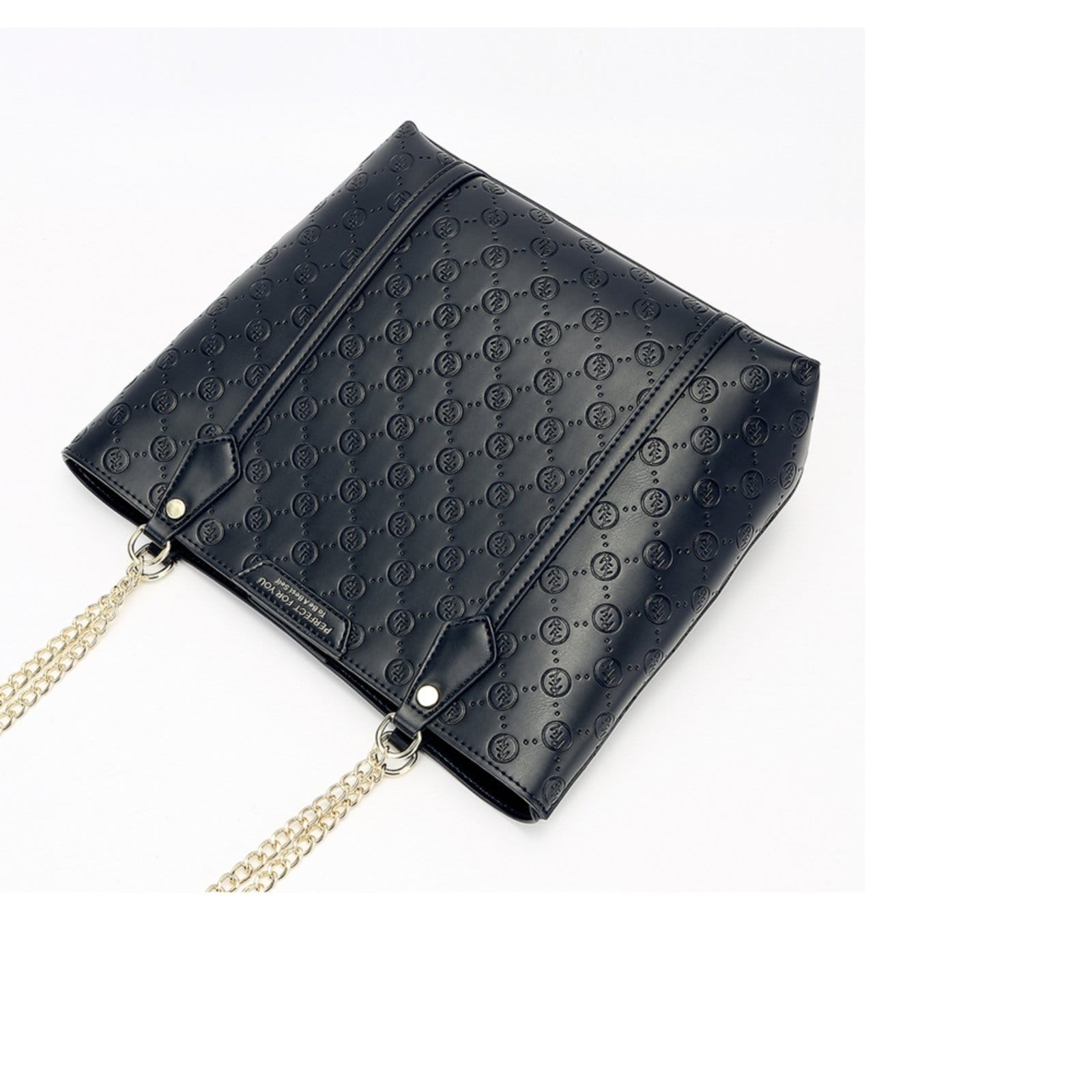 Vista 2 Bolsa De Ombro Feminina Trabalho Alça Corrente Reforçada Espaçosa Perfect For You preto