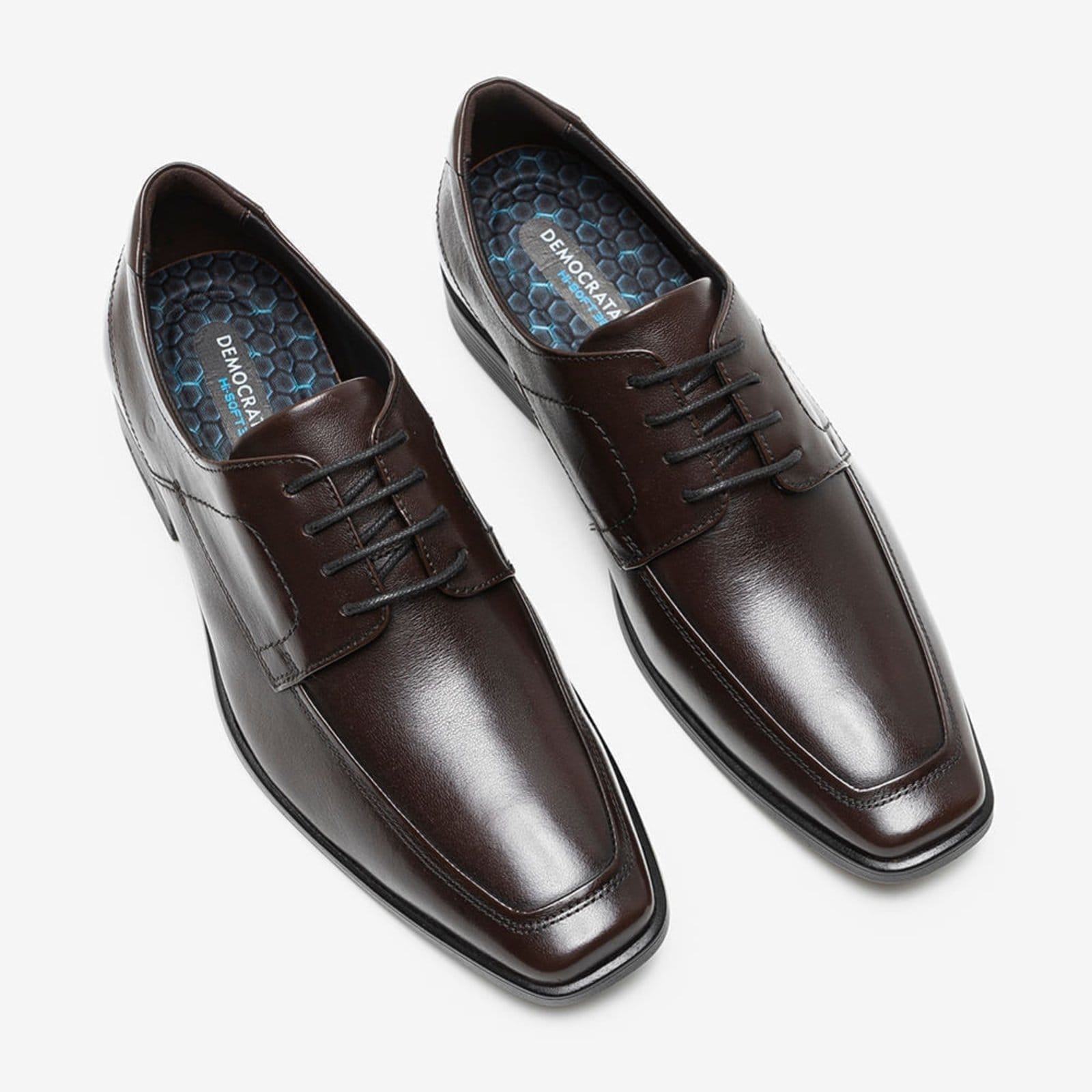 Vista 2 sapato social Democrata Com cadarço Marrom DEMOCRATA café