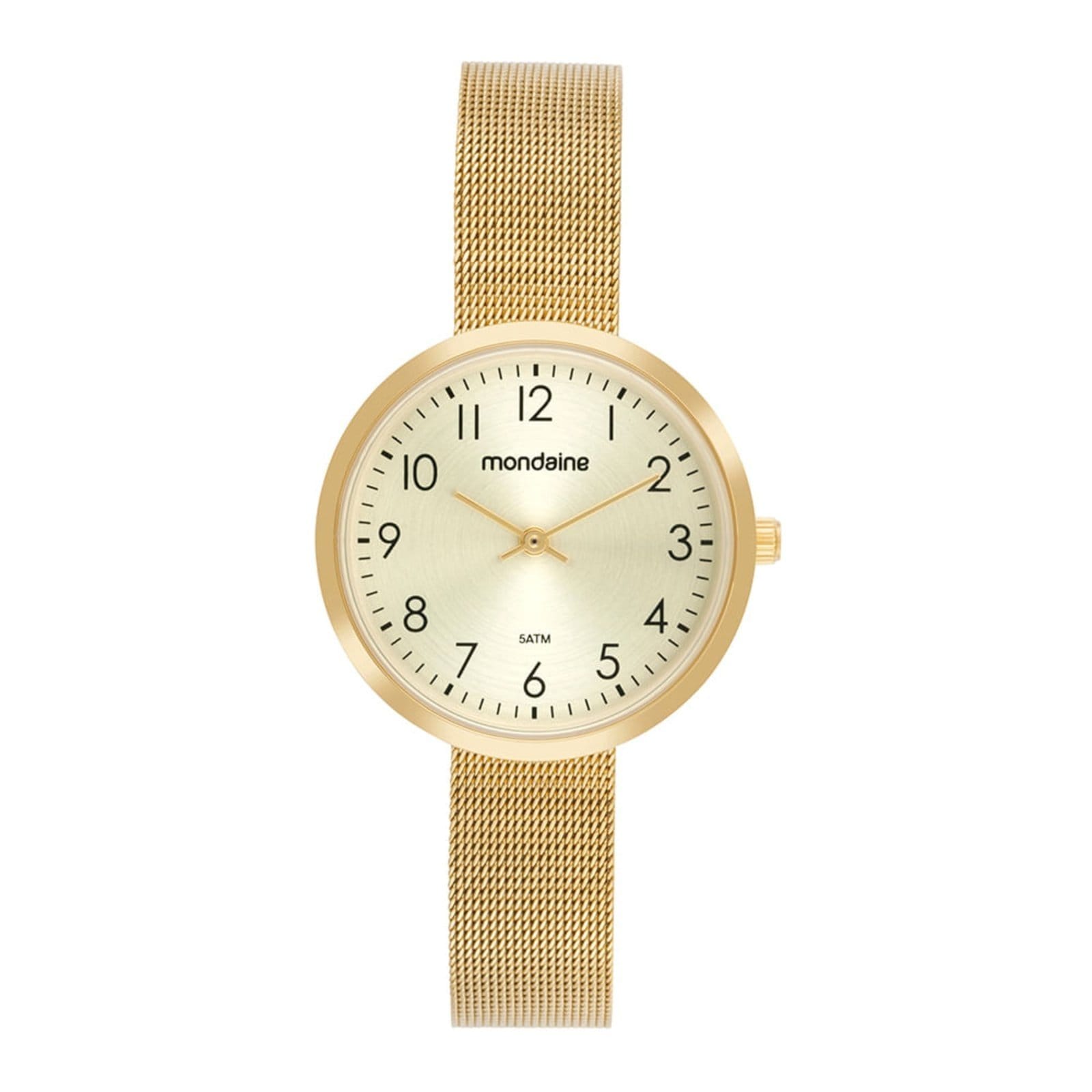 Vista principal Relógio Feminino Mondaine Analógico Malha de Aço Mondaine dourado