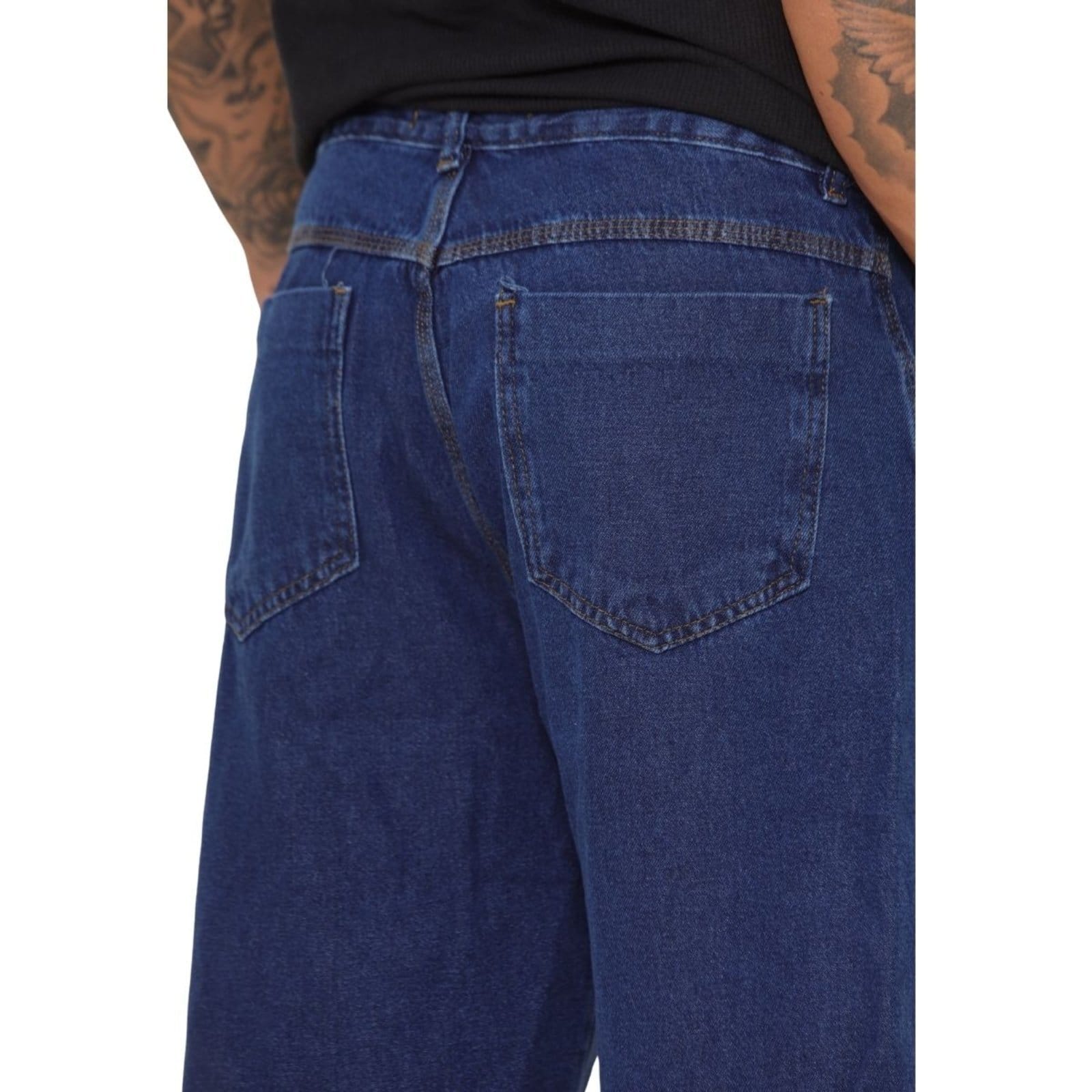 Vista 2 Bermuda Masculina Jorts Escura Versátil Alleppo Jeans azul