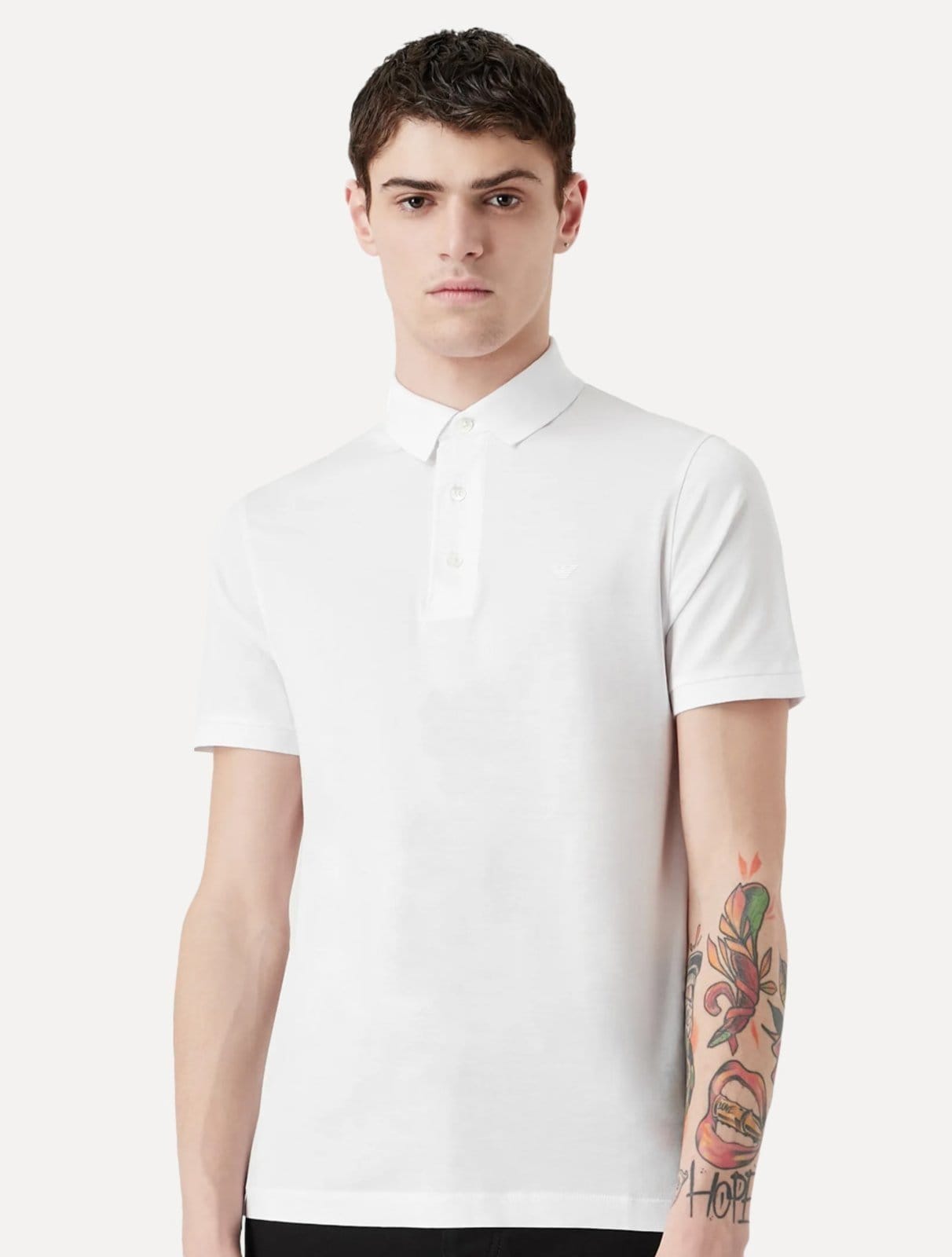 Polo Empório Armani Masculina Essential Micro Águia Branca