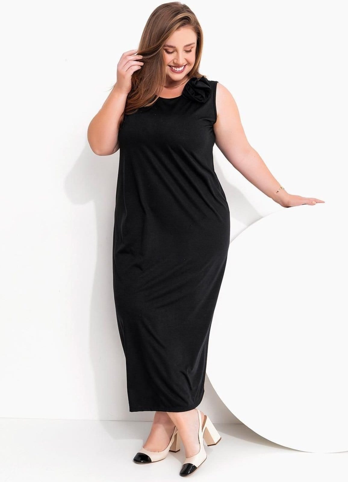 Vestido Com Aplique De Flor