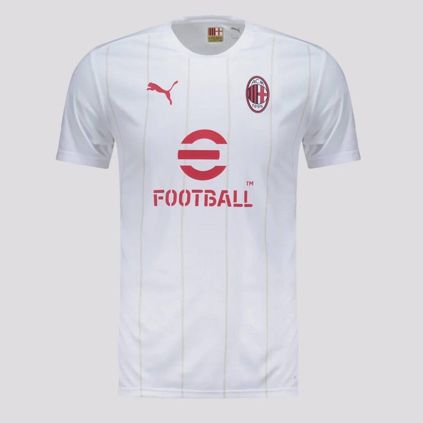 Vista 2 Camisa Puma Milan Pré-Jogo 2025 Branca 14 Modric Puma branco
