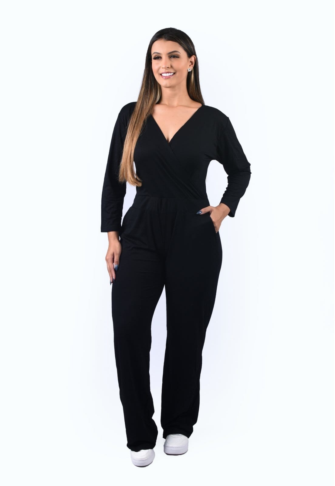 Macacão Viscolycra Maria Paes Transpassado