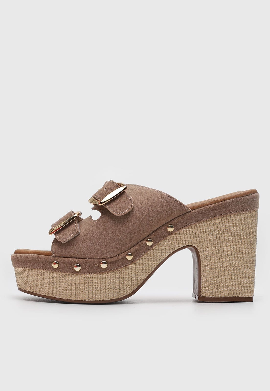 Sandália Feminina cê Salto Médio Bloco Tachas