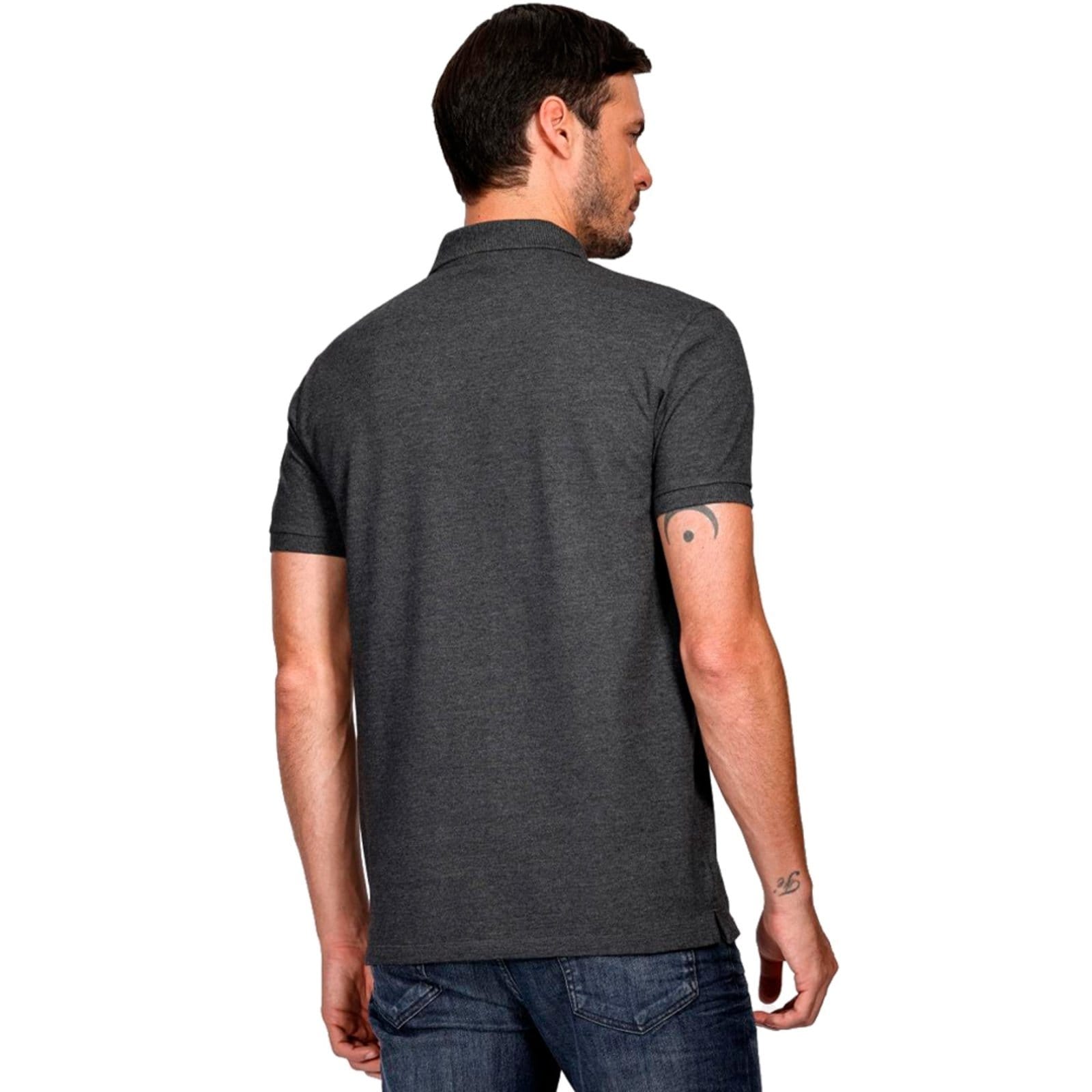 Vista 2 Camisa Polo Aramis Piquet Zip Ve25 Grafite Mescla Masculino Aramis cinza