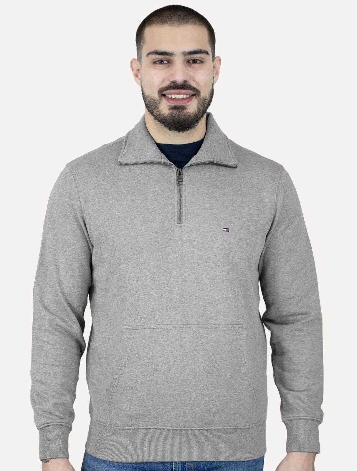 Moletom Tommy Hilfiger Masculino Essential Terry Half Zip Mescla