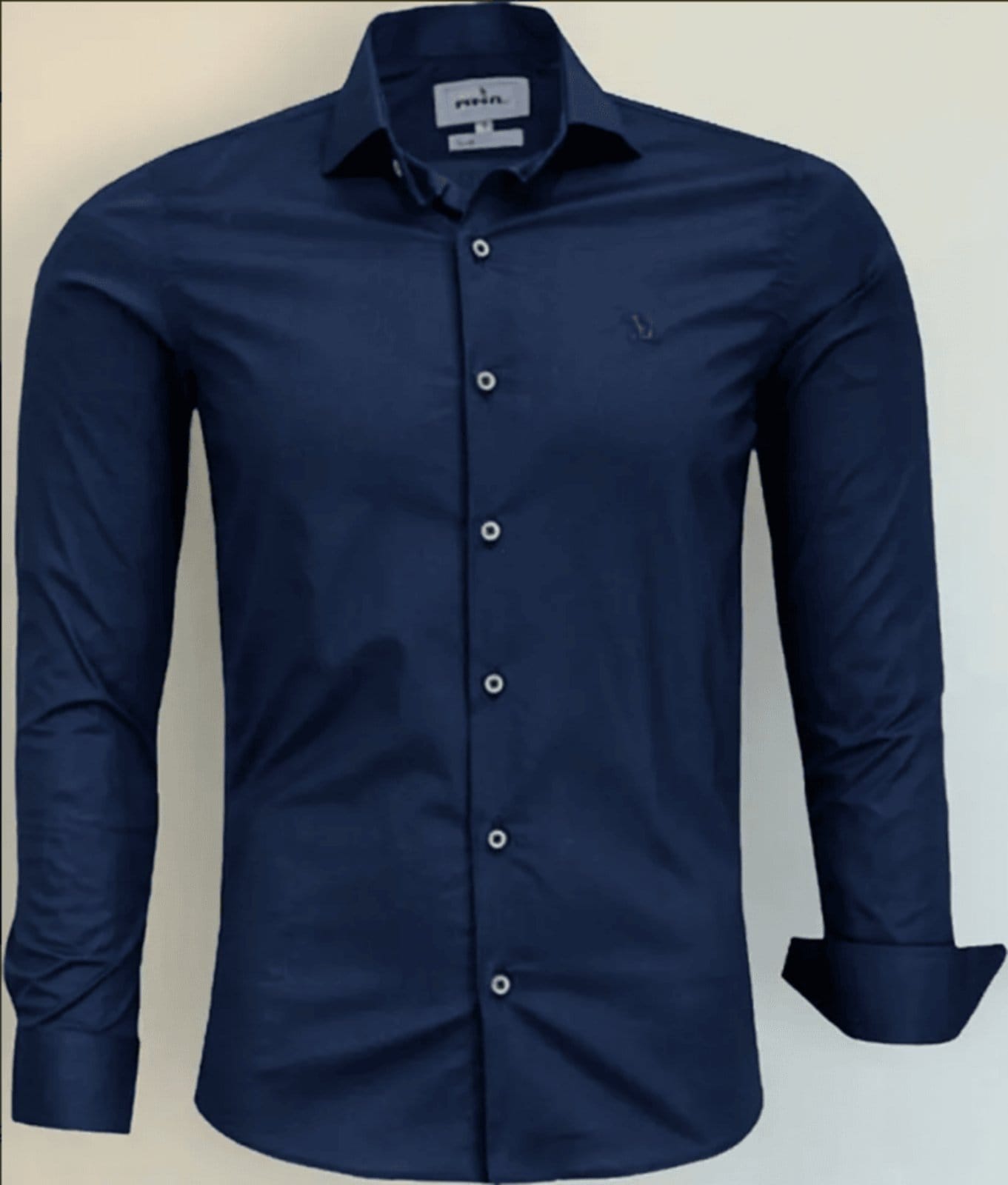 Camisa Social Amil Slim Astro Algodão Com Elastano Macia Manga Longa Luxo Marinho