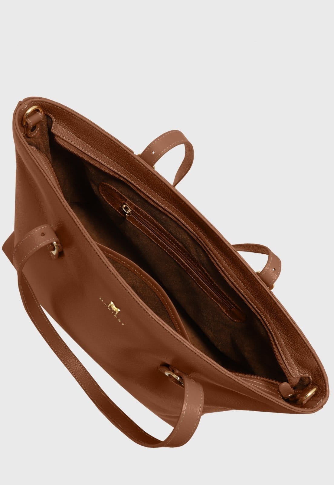 Vista 2 Bolsa Transversal Couro Mariart Cedro Camel Mariart caramelo