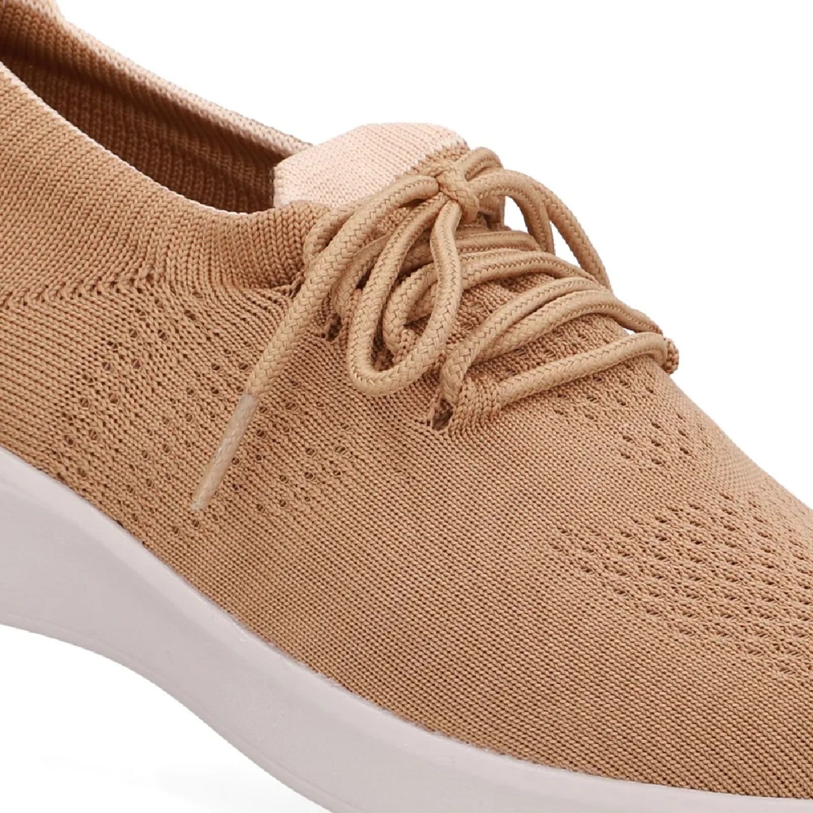 Vista 2 Tênis Usaflex Tricot com Cadarço Conforto Leveza e Estilo Creme Usaflex bege