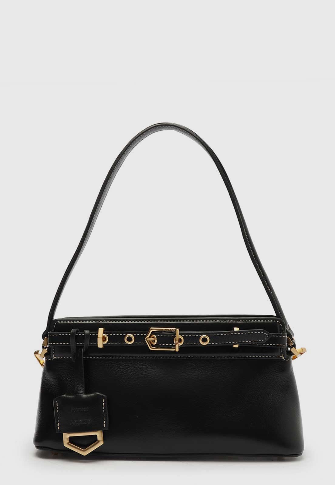 Vista principal Bolsa Tiracolo Feminina Arezzo Heritage Leather Preta Arezzo preto