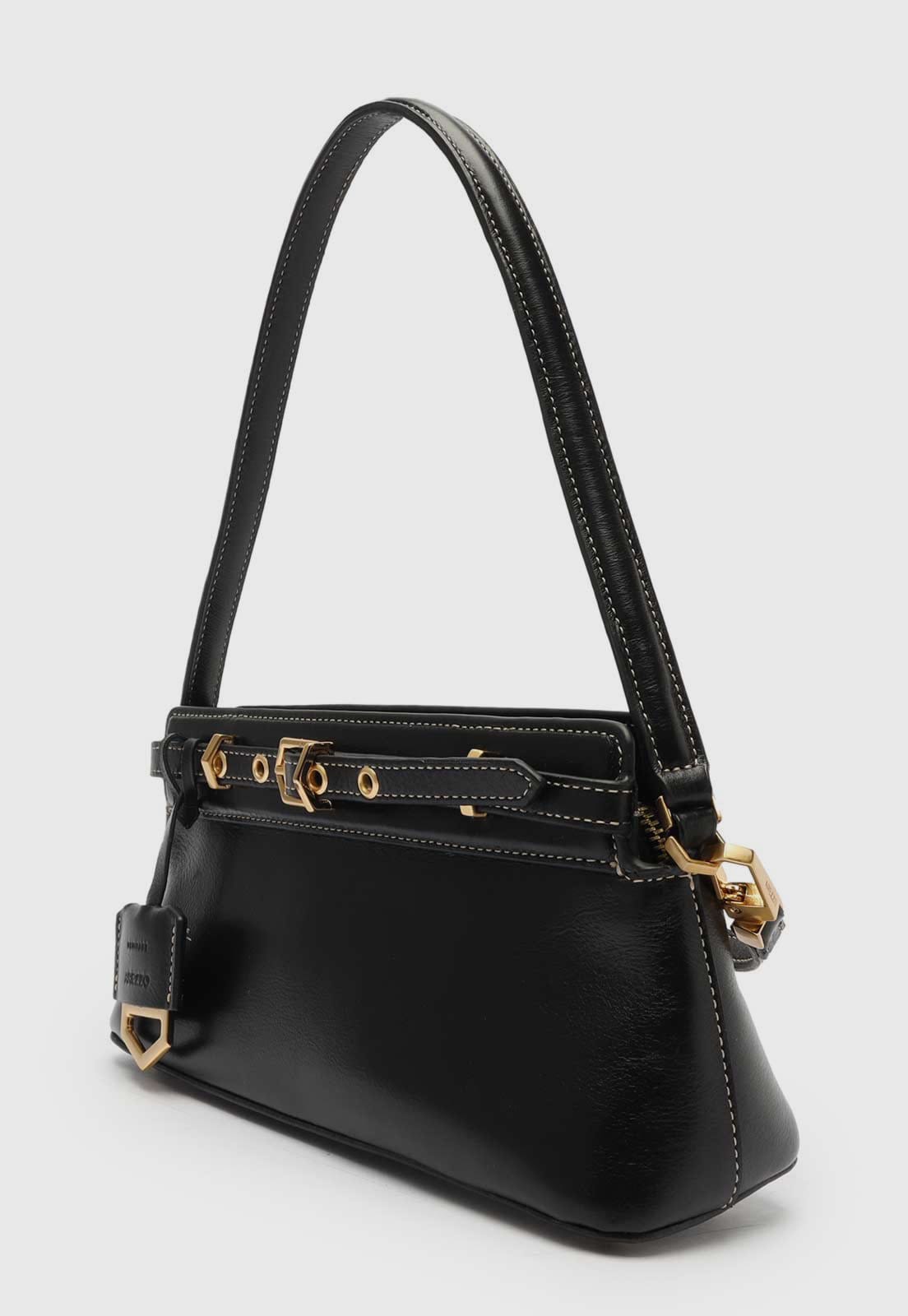 Vista 2 Bolsa Tiracolo Feminina Arezzo Heritage Leather Preta Arezzo preto