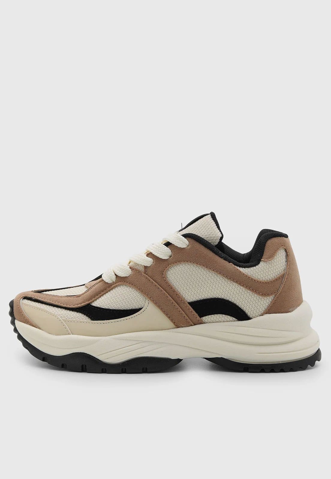 Vista principal Tênis Feminino Santa Lolla Chunky Cadarço Bege/Off-White/Preto Santa Lolla bege white