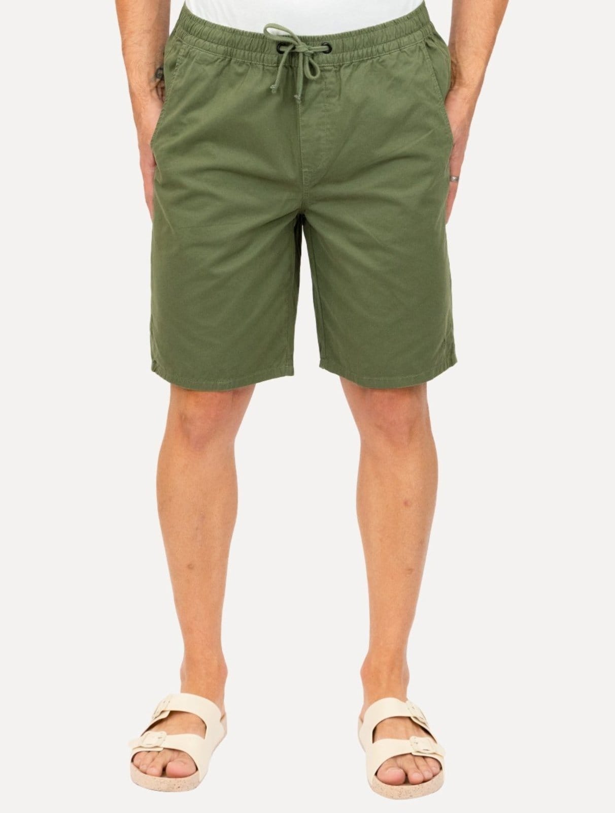 Vista principal Bermuda Dudalina Masculina Sarja Elástico Algodão Escuro Dudalina verde