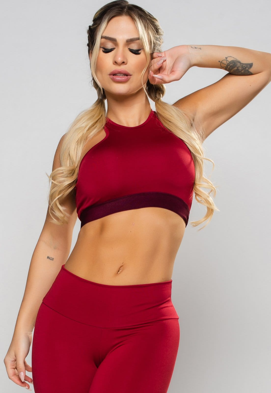 Top MVB Modas Cropped Suplex Cruzado Decote Recorte