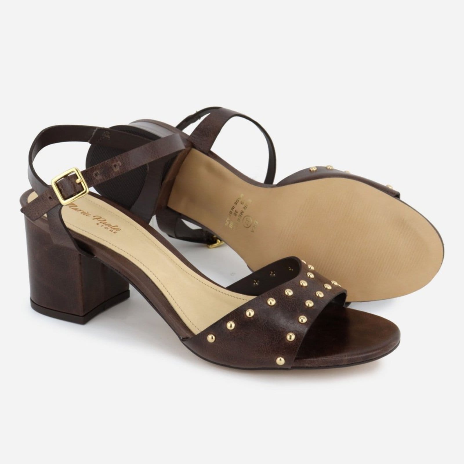 Vista 2 Tamanco Feminino Couro Maria Paula HotFix Dia a Dia MARIA PAULA café