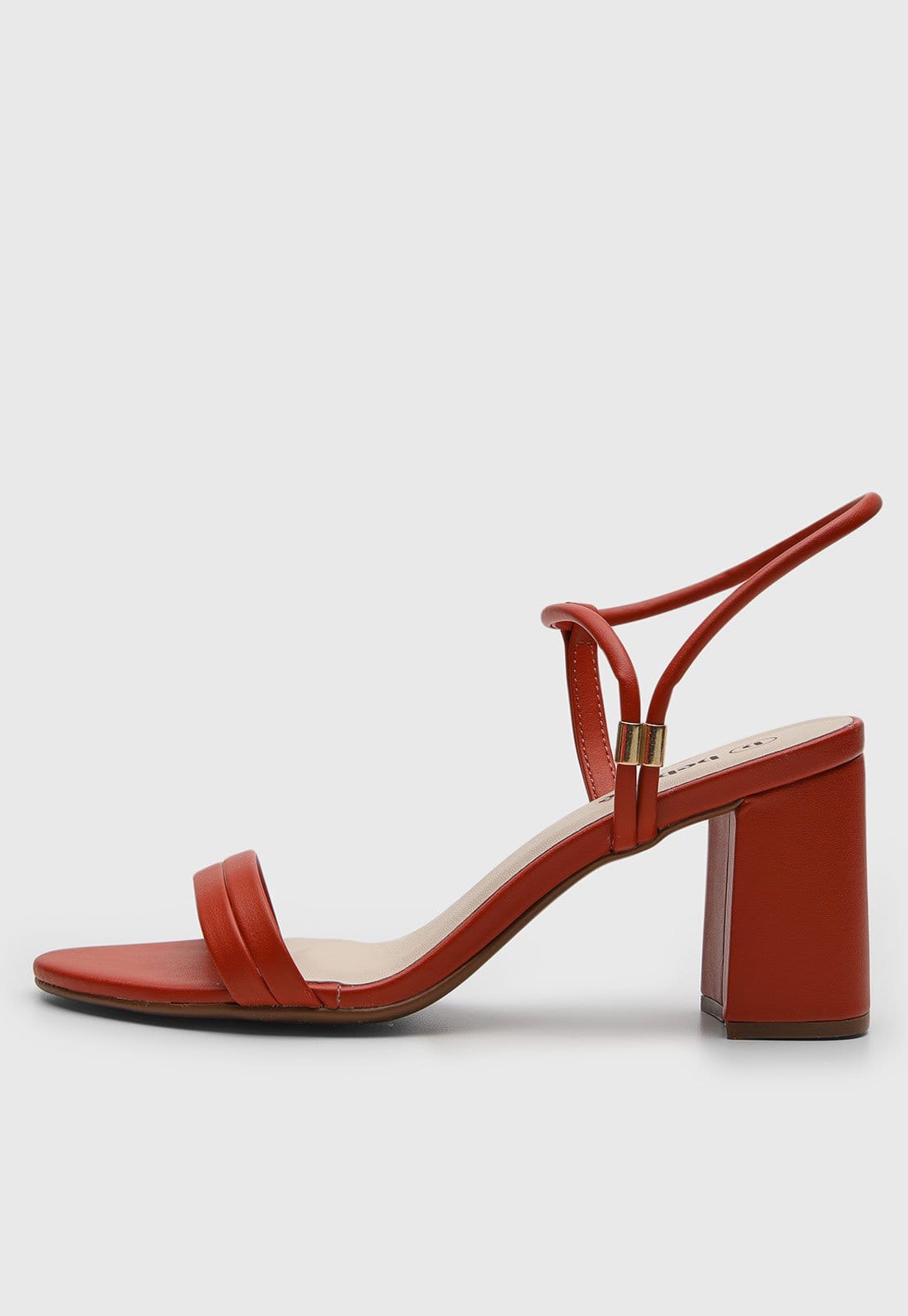 Sandália Feminina cê Salto Bloco Tiras Finas Vermelha