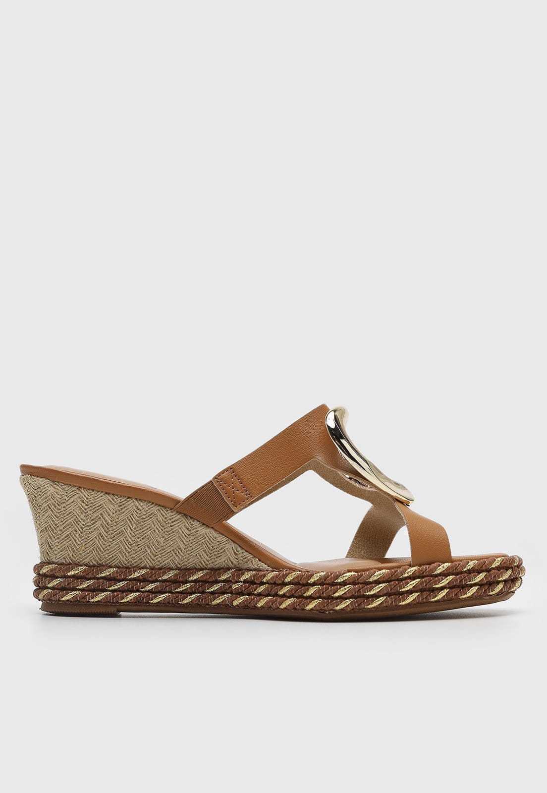 Vista 2 Tamanco Anabela Beira Rio Salto Médio BEIRA RIO caramelo